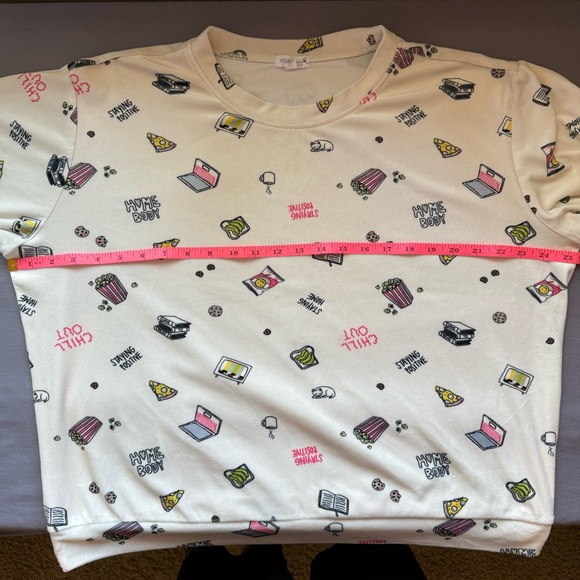 Stitch & Pine pajama set womens large emoji soft long sleeve white - Picture 7 of 11